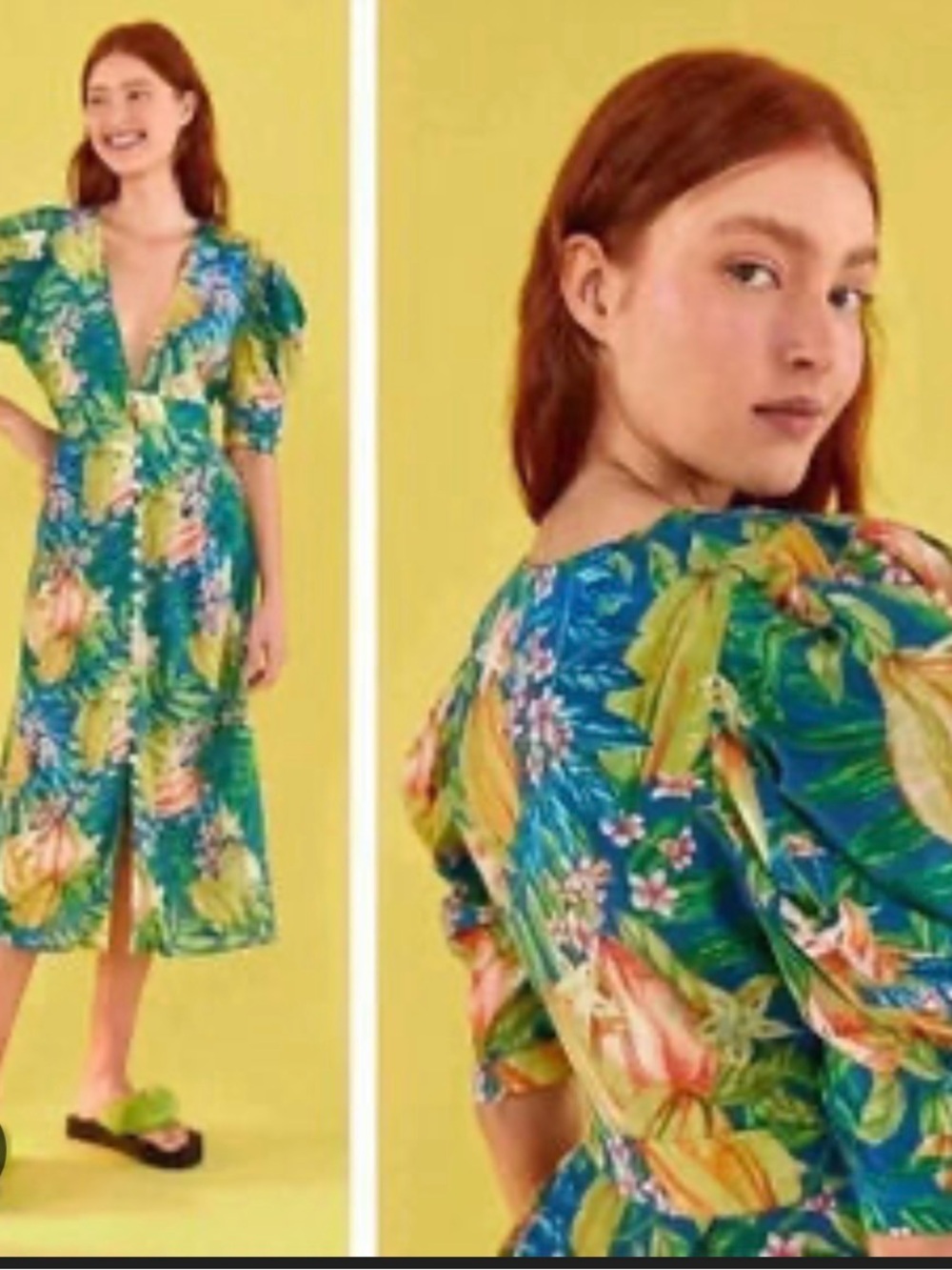 New Farm Rio Star Fruits Puff Sleeve Midi Dress In Multi M